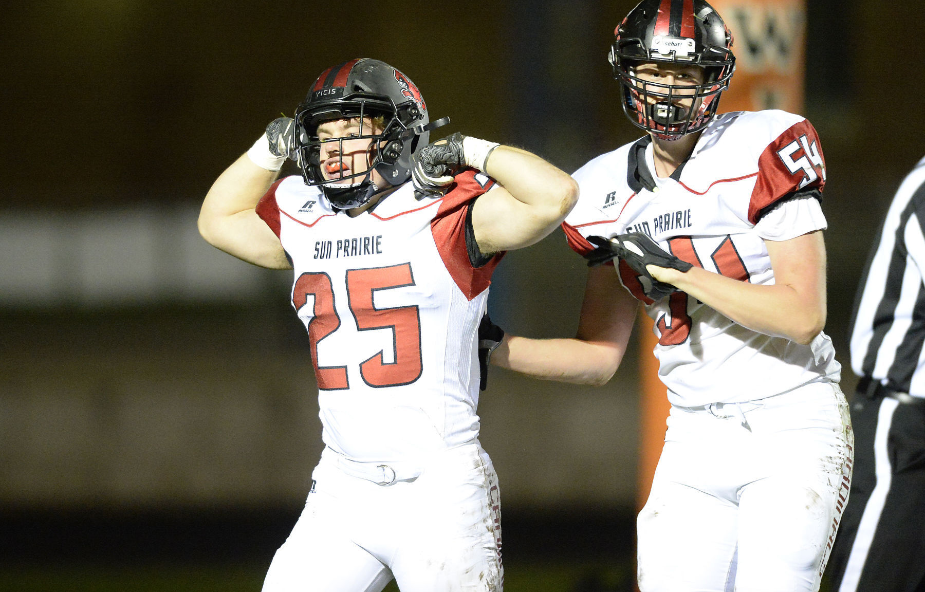 prep football photo: Sun Prairie's Nathan Schauer and Evan Malcore